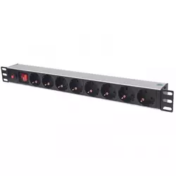 INTELLINET 19 Power Strip 8-Sockets German type produzni kabl sa zastitom crni