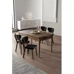 HANAH HOME Rasklopivi trpezarijski sto i stolice (5 delova) Exve Baroque Black