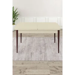 Hanah Home trpezarijski sto na razvlačenje Roz, 132 × 80 cm (razvučen 170 cm), krem ploča, noge boje oraha