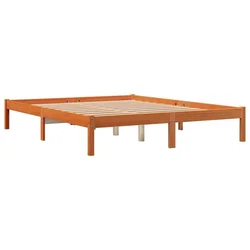 Vidaxl Posteljni okvir brez vzmetnice vošč. rjav 150x200 cm borovina