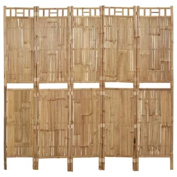 Sobna pregrada s 5 panela od bambusa 200 x 180 cm