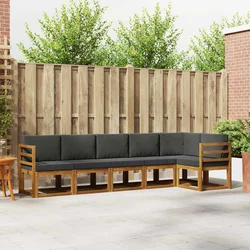 Set vanjskih sofa 6 kom. Prirodna i antracit