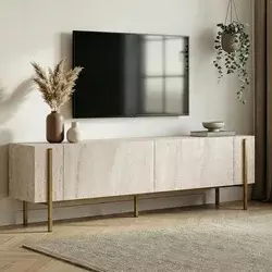 HANAH HOME TV Polica Nexus Travertine Gold
