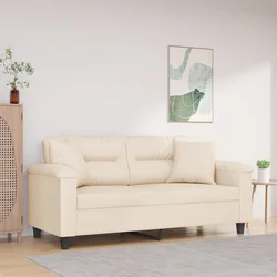 Dvosjed s jastucima bež 140 cm tkanina od mikrovlakana