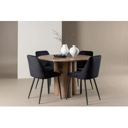 Venture Design Jedilna miza in stol Olivia Night, miza 110x75 cm, rjava, črna