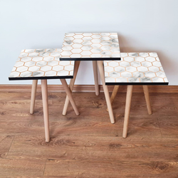 HANAH HOME Set 3 stočića 3Shp1 White