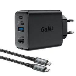 shumee Polnilnik 2v1 s kablom USB-C + adapter USB-C - HDMI 4K, črn