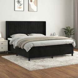 Greatstore Box spring postelja z vzmetnico črna 180x200 cm žamet