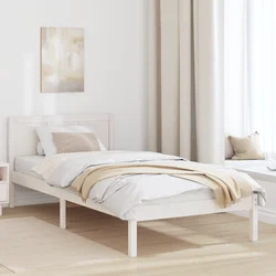 vidaXL Bela borova postelja Bela Trden borov les Enojna Minimalistična