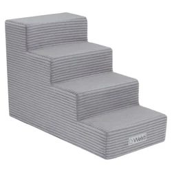shumee Welsti pasje stopnice 40 cm s 4 stopnicami iz sivega velveta