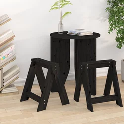 Stolci 2 kom crni 40 x 40 x 45 cm od masivne borovine