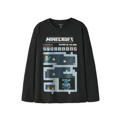 NAME IT Majica NKMAr Minecraft opal / temno modra / črna / off-bela