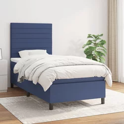 Vidaxl Box spring postelja z vzmetnico moder 90x190 cm blago