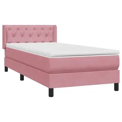 Vidaxl Box spring postelja z vzmetnico roza 80x220 cm žamet
