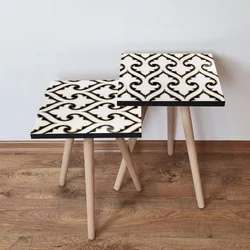 Hanah Home 2SHP131 Pomoćni stočić, 2 komada, Belo-crni