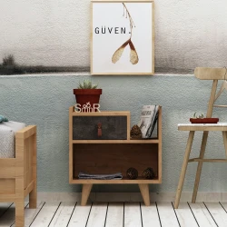 Lessentiel Maison Noćni ormarić Polla 50x52x40cm Hrast-Tamnosivi