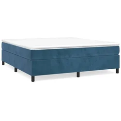 Vidaxl Box spring postelja z vzmetnico temno modra 160x200 cm žamet