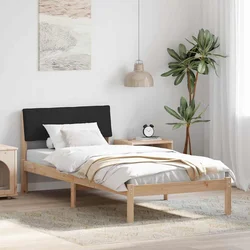 Okvir kreveta Smeđa i crna 100 x 200 cm Masivna borovina