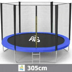 Trambolina Fun Flip 305cm sa sigurnosnom mrežom i merdevinama - 150 kg nosivosti ( FF-305-BL-OUT )
