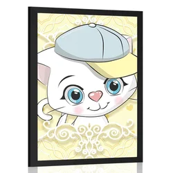 Plakat radovedna mucka - 60x90 white