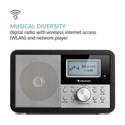 auna Worldwide Mini , internetni radio, WLAN, omrežni predvajalnik, USB, MP3, AUX, FM tuner, črna barva (MG2-Worldwide Mini B)
