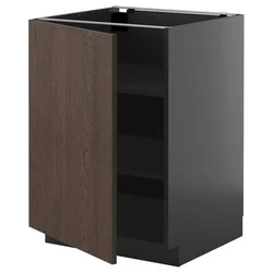 METOD Podni element s policama, Crnosiva/Sinarp smeđa, 60x60 cm
