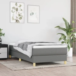 vidaXL Box spring postelja z vzmetnico temno siva 100x200 cm blago