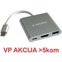 A-CM-HDMIF-05 Gembird TYPE-C TO HDMI + USB3.0 + PD ALUMINIUMA-CM-HDMIF-05 ** Gembird TYPE-C TO HDMI + USB3.0 + PD ALUMINIUM