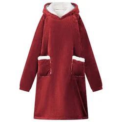 Deka majica s kapuljačom Bordeaux Crvena L Flis i flanel