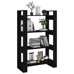 Ormarić za knjige / pregrada crni 80x35x125 cm od borovine