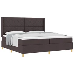 Vidaxl Postelja z vzmetnico z vzglavjem Temno rjava 200 x 200 cm blago