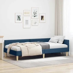 vidaXL Kotna postelja Drugo Modra 90 x 190 cm Tkanina in oblikovan les