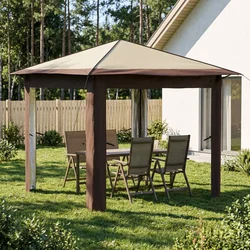 Gazebo bez bočne strane 2,6 x 2,6 m Krema i smeđa