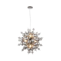 Endon 81583 - Luster na sajli JOULES 9xE14/7W/230V sjajni hrom/zadimljeno staklo