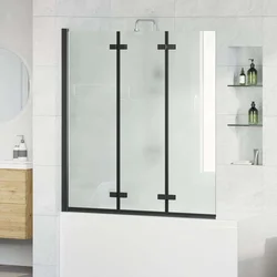 Ograda za tuš Crna 130 x 138 cm ESG staklo i aluminij