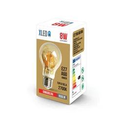 Xled E27 8W A60 Filament Sijalica dimabilna,2700K,220V,950Lm,60*108mm,Ra?80 PF?0.5 amber