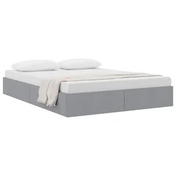 Krevet s od storage Svijetlo siva 135 x 190 cm tkanina