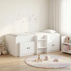Loft krevet s ormarom s pohranom 3 pcs Bijela Konstruirano drvo