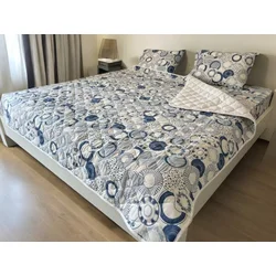 Viktorija set frotir/pamuk prekrivač Blue Circle 200x200cm ( VLK000281-bluecircles200x200 )