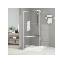 Pregrada za tuš bijela 90 x 195 cm s prozirnim staklom ESG