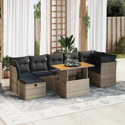 8-dijelni set vrtnih sofa od poliratana s jastucima sivi bagrem