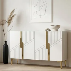 Hanah Home komoda Evva 120, 120 cm, bela / zlatna