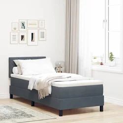 LED Box Spring Postelja Temno siva 80 x 200 cm Žamet