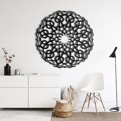 WallXpert metalni zidni ukras 5094, okrugla mandala od isprepletanih petlji, 71 x 71 cm, crni