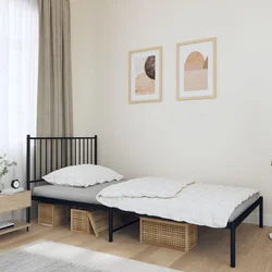 vidaXL Kovinski posteljni okvir z vzglavjem črn 107x203 cm