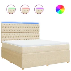 Vidaxl Box spring postelja z vzmetnico krem 180x200 cm blago
