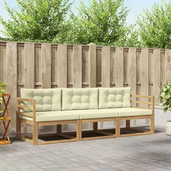 Set vanjskih sofa s jastukom 3 pcs Bijela i krem Poliester