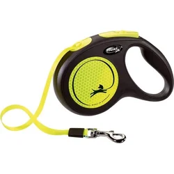 Flexi FLEXI New Neon M črn uvlačni povodec - 5 m