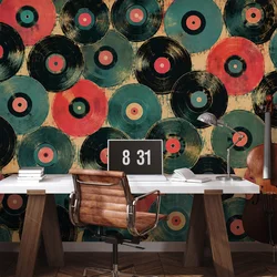 Samolepilna tapeta retro vinilne plošče v barvah - 539x363