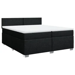 Vidaxl Box spring postelja z vzmetnico črn 200x200 cm blago
